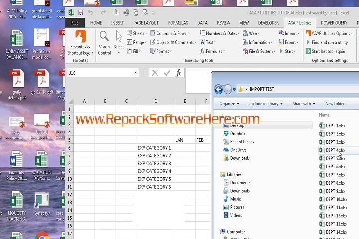 ASAP Utilities for Excel interface