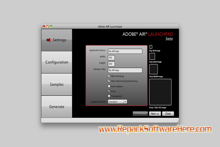 Adobe AIR Interface Screenshot