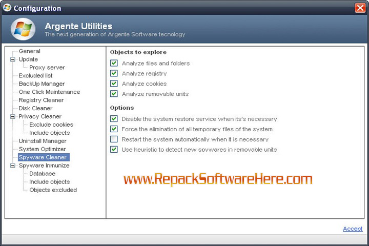 Argente System Repair Deep Scan Feature