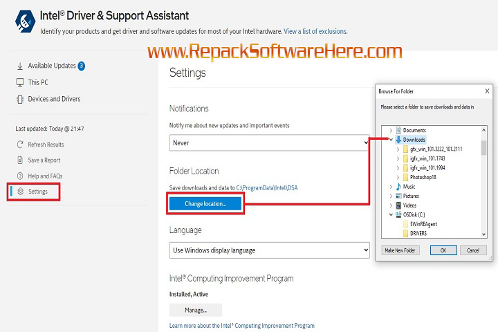 IntelDriver&SupportAssistant25.3.24.7 PC Software