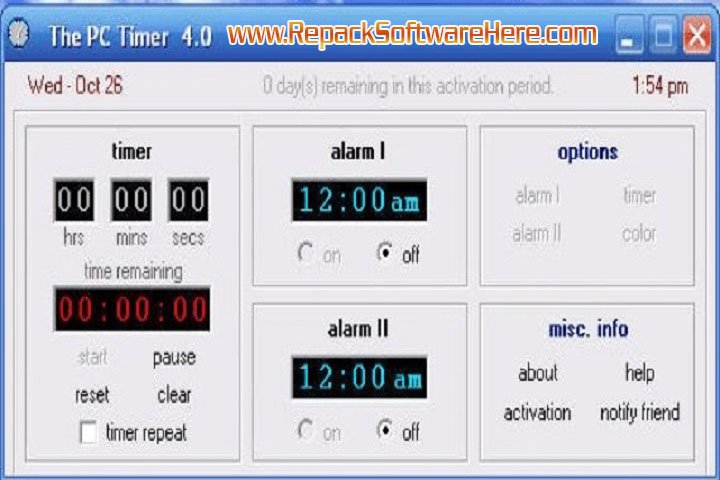 PCTimer18.10 Scheduling Options