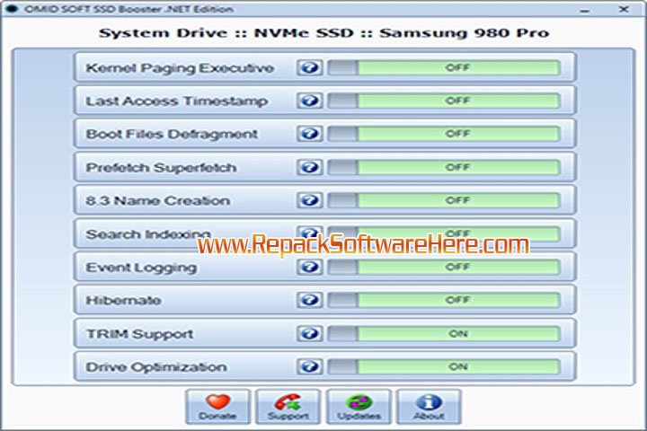 SSDBooster NET18.10 Performance Dashboard