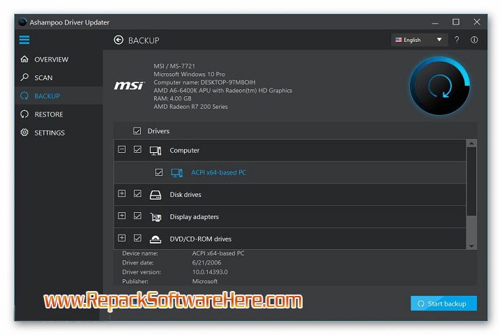 Ashampoo Driver Updater Interface