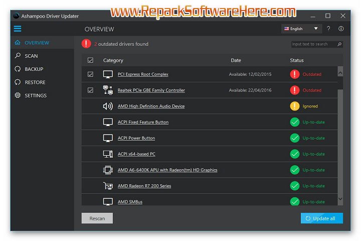 Ashampoo Driver Updater Features