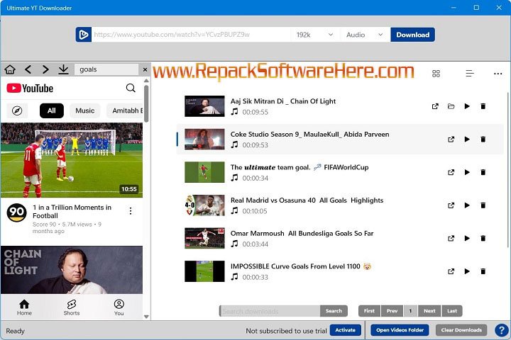 YT Downloader settings